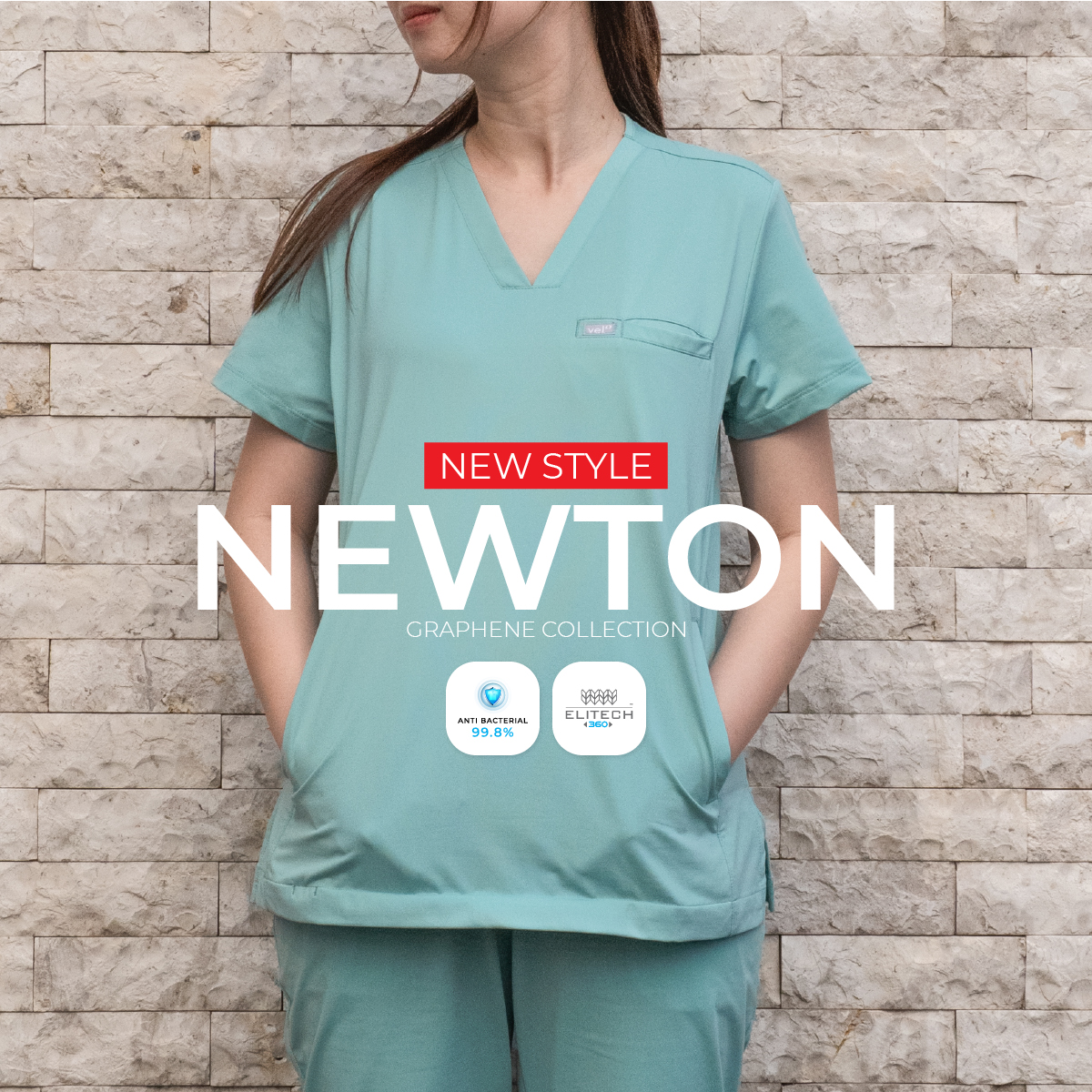 เสื้อสครับส์ แบบ Newton รุ่น Graphene - ผู้หญิง